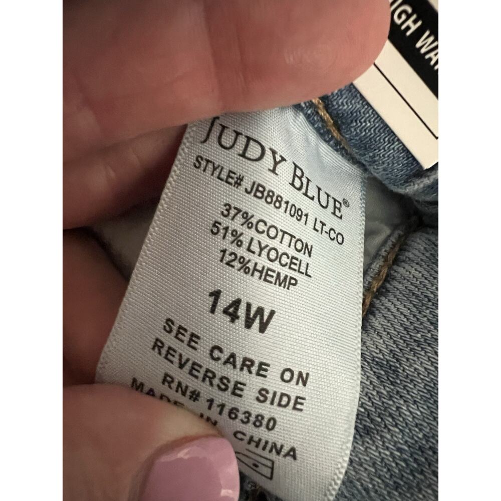 JUDY BLUE Light Palazzo Fit High Waist Featherweight Drawstring Jeans 14W NWT - Picture 12 of 16
